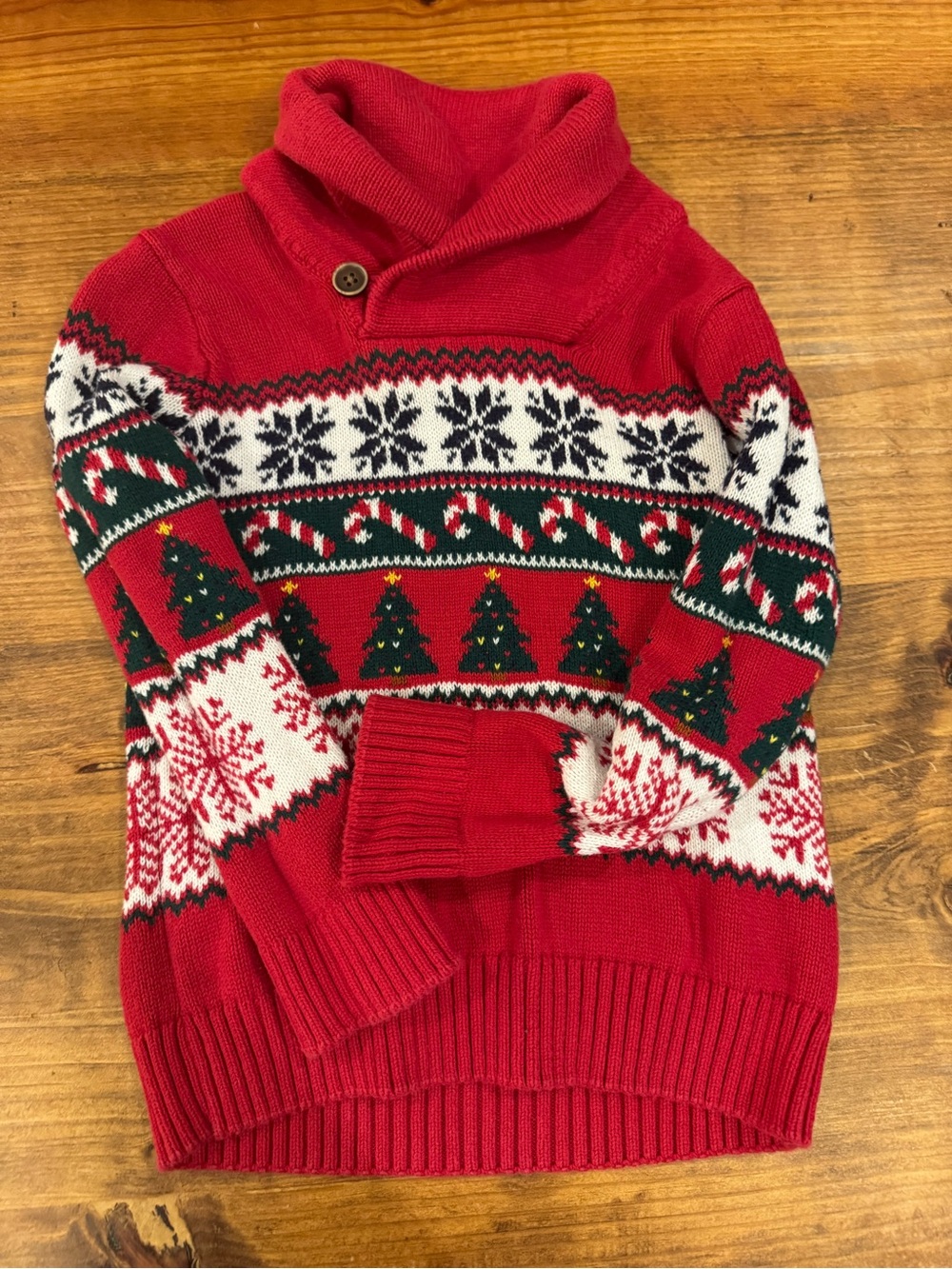 3T Red Holiday Shawl Collar Sweater